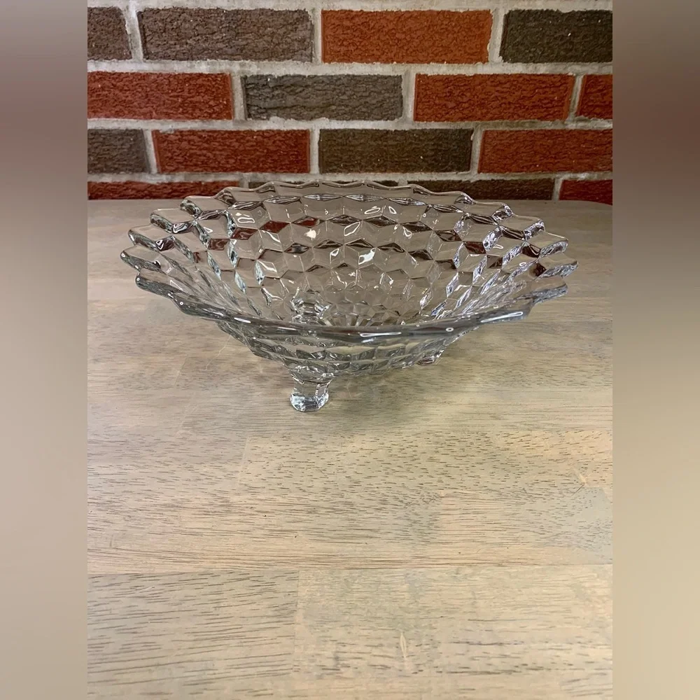 Vintage‎ Fostoria American Cubist Footed Bowl EUC